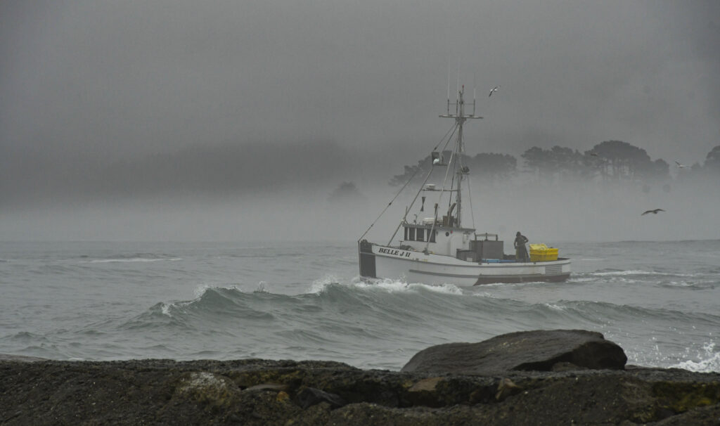 A photo of a boat on the North Spit